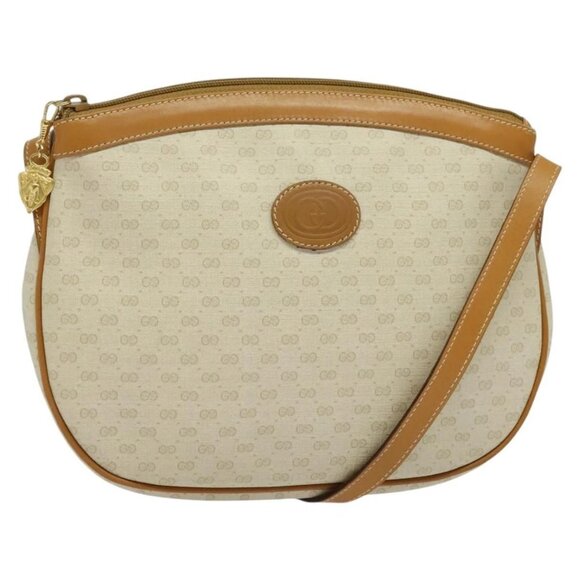 GUCCI Micro GG Supreme Shoulder Bag PVC Cream Gold Auth 135152 - Picture 1 of 15